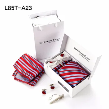 HL1 8.5 cm Moda Largă Barbati Accesorii Dungi de Afaceri Silk Neck Tie Seturi Batista Batista Butoni Cravata pentru Barbati Gravata