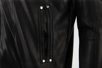 Hot de moda casual, jacheta de piele barbati haine motocicleta jacheta barbati cu gluga la geaca de piele de culoare solidă