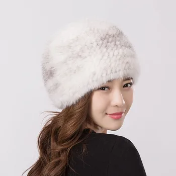 Hot nou caciula de blana de Iarnă caldă nurca blană pălărie pentru Femei de Moda de calitate de Calitate de tricotat Tricot Pălărie Nurca