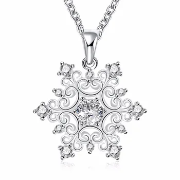 Hot nou stil de argint 925 de bijuterii de moda hollow fulg de nea geometrică colier pandantiv moda doamnelor colier