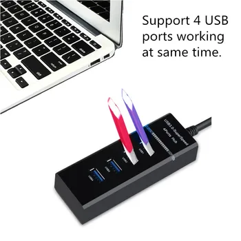 HUB USB 3.0 Super Speed 4 Porturi HUB USB 3.0 Extern, Conectori USB Splitter cu Interfață Micro USB Pentru Notebook Laptop