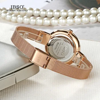 IBSO Brand de Top 6.5 MM Ultra-Subțire din Oțel Inoxidabil Bandă de Piele pentru Femei Ceasuri Brățară Cuarț Montre Femme 2018 Ceasuri de mana #2249