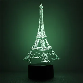 Iluzia 3D Led Lampă de Dinozaur Fotbal Eiffel 7 Culoare Decor Lumina de Noapte Touch Dormit Veioza Lampa de Masă Băieți Cadouri