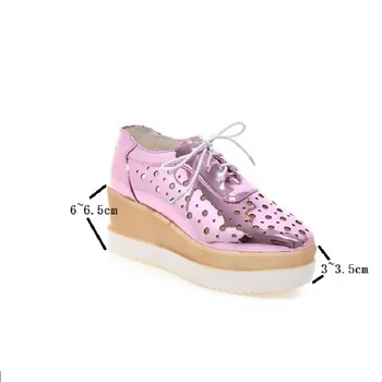 Inaltime culori Plus Dimensiune 32-43 Femei Pompe de Moda Rotund Toe Dantela-Up Tocuri Glezna Cizme pentru Femei Pantofi de Aur Roz Albastru Argintiu HC280