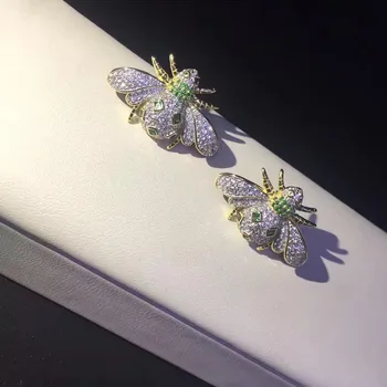 Insecte set bijuterii argint 925 cu zircon cubic de albine pandantiv si cercei moda femei jewerly transport gratuit