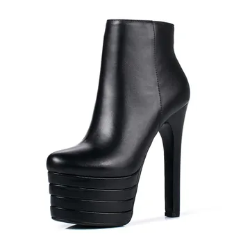 Intenția inițială Femei Elegante Glezna Cizme Platforma Rotund Deget de la picior Pătrat Tocuri Cizme Negru Alb Portocaliu Pantofi de Femeie NE Dimensiune 3-9