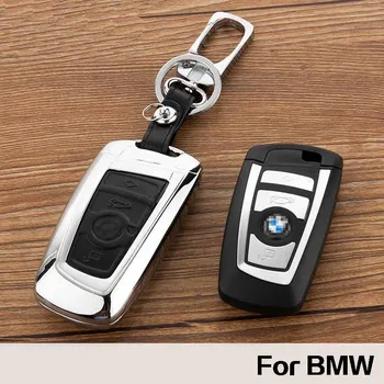 Ipoboo Brand Nou Zine-aliaj Metalic Inteligent de la Distanță Cheie Fob Shell Butonul din Piele Caz Acoperire Pentru BMW Seria