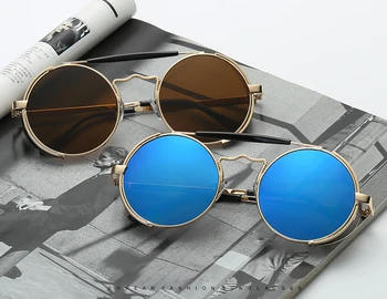 JackJad 2017 Moda SteamPunk Rock Vintage Rotund ochelari de Soare în Stil Clasic Retro UV400 Design de Brand Ochelari de Soare Oculos De Sol