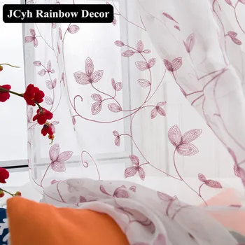 Japonia Stil De Frunze Jaluzele Tul Fereastră Perdele Pentru Dormitor, Bucătărie Rideaux Rattan Brodate Voile Draperii Pentru Living Alb