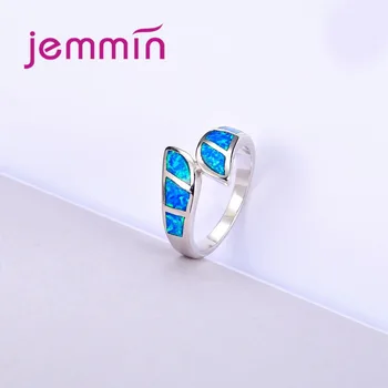 Jemmin 2017 Noua Moda Albastru Opal Inel Argint 925 Nunta Inele De Logodna Pentru Barbati Si Femei Bague Femme