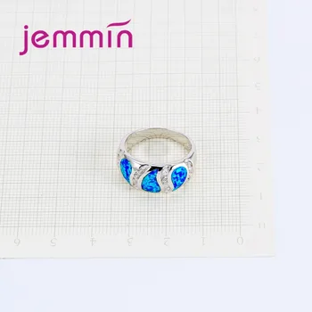 Jemmin Lacrimi Model Argint 925 Inele Pentru Femei De Mireasa Bijuterie Cu Stras Albastru Opal Inel Cadou Bijuterii Fine