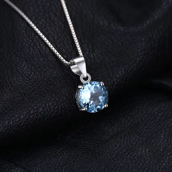 JewelryPalace 2.4 ct piatra Naturala Sky Blue Topaz Pandantiv Rotund Tăiat Masiv 925 de Bijuterii de Argint Nu Includ Lanțul