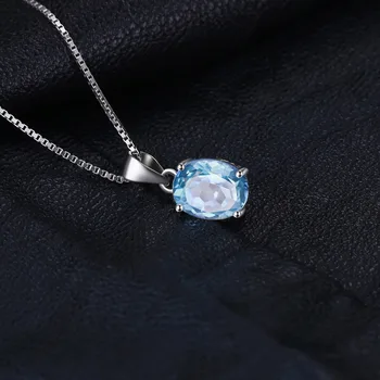 JewelryPalace Oval 2.1 ct Naturale Sky Blue Topaz Piatra Solitaire Pandantiv Argint 925 Nu Include un Lanț Nou