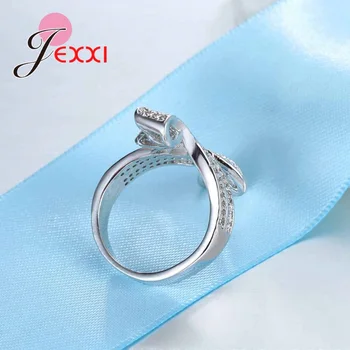 JEXXI 2017 Noile Bijuterii Personalizate Cadou Solid 925 Sterling Silver Ring Moda poftă de mâncare Femei Bague Pavate Plin de Zircon Alb Cald