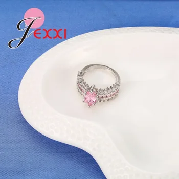 JEXXI de sex Feminin Roz Oval Ring Moda Argint 925 de Bijuterii de Epocă Petrecere de Nunta Inele Pentru Femei Partid Ziua de nastere cel Mai bun Cadou