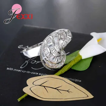 JEXXI Formă Geometrică de Moda de Cristal Argint 925 Inele Pentru Femei Bijuterii Zircon Cubic de Logodna Anillos Bague Femme