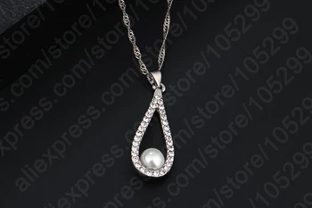 JEXXI Pur 925 Sterline de Argint Strălucitor CZ de Cristal Picătură de Apă Coliere de Perle Pentru Femei Bijuterii Fine Nunta Cercei Set Cadou