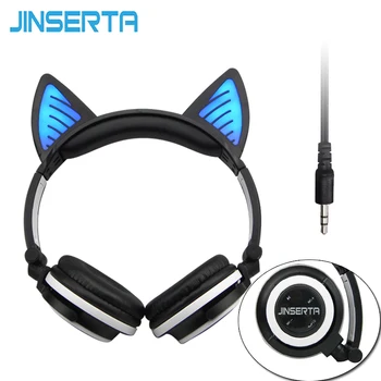 JINSERTA Fordable Cosplay Pisică Ureche Căști Bluetooth Căști Stereo fără Fir căști cu Microfon pentru Telefon Universal de 3,5 mm AUX