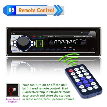 JSD520 4*60W Bluetooth Car MP3 player Radio FM DC12V In-dash-Unul Din SD USB AUX MP3 MMC WMA Receptor audio Auto Panou Fix 7388
