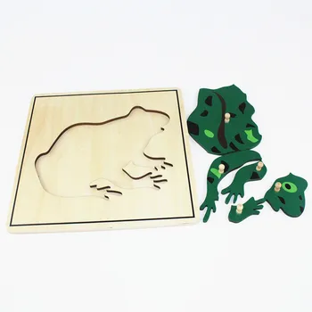Jucărie pentru copii Copiii Montessori Frog Puzzle Animal pentru Copii din Lemn de Educație Timpurie Preșcolară Formare de Învățare