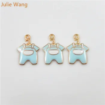 Julie Wang 10PC Albastru Baby Pânză de Design de Bază de Aur Pandantiv Farmecele Pentru Colier Bratara Femei Bijuterii DIY Constatările Copil Cadou Meserii
