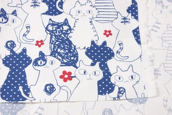 Jumătate curte de import tesatura de bumbac cu desene animate drăguț pisica de imprimare , manual mozaic de îmbrăcăminte copii rochie de pânză de bumbac A581