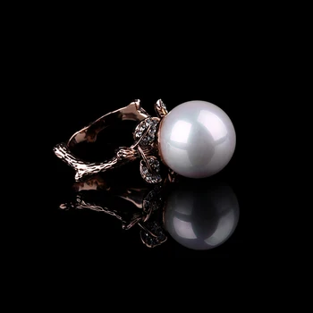 K Gadget-uri Shell Pearl Inel pentru Femei Vintage Stras Inel de Argint a Crescut de Culoare de Aur Inele de Bijuterii de Moda de Flori Sculptate Inel