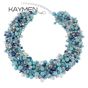 KAYMEN Nou Design de Top Plin de Cristale de Handmade Colier Statement pentru Femei Petrecerea de Nunta Unice Excelent Cravată Coliere