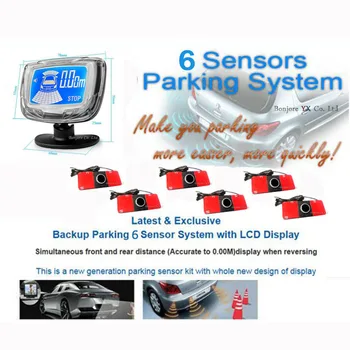 KOORINWOO Auto Monitor Lcd 16,5 mm, Senzor de Parcare Auto 6 Radare Auto detector Fata-Spate Parktronic Monitorizează Jaluzele orb Sistem