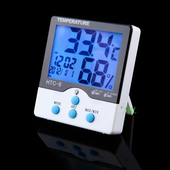 LCD Digital de Interior Termometru Higrometru Iluminare din spate Albastru de Temperatură și Umiditate Metru C/F Ceas cu Alarmă, Calendar Funcția de Luminos