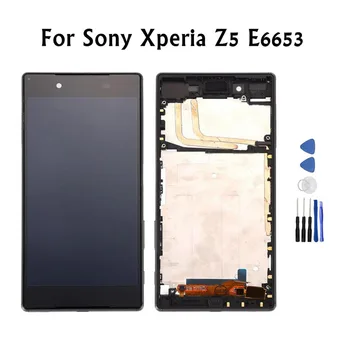Lcd-uri Pentru Sony Xperia Z5 E6653 Alb Negru Color Cu Touch Digitizer Sticla cu Rama de Asamblare a Afișa Ecranul de Piese de schimb