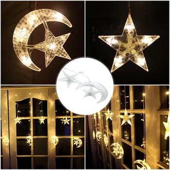 LED Star și moon Fairy Cortina Șir Lumina Alb Cald Decor de Vacanță Lumini Pentru Pom de Crăciun de Nunta Petrecere Gradina curte