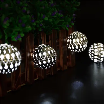 LED-uri Alimentate Solar Zână Șir Lumina,20 Marocan Felinar din Metal Glob decor în aer liber de Iluminat Pentru Pom de Crăciun de Vacanță