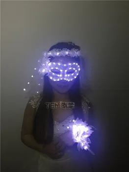 LED-uri Stralucitoare Coroane de flori Voal Festivalul de Muzica de Petrecere Global Electronic de Semănat Echipamente de Performanță Etapă Voal Printesa ornamente de Păr