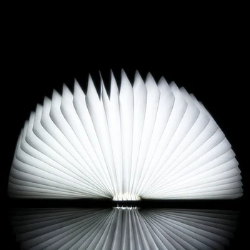 Lemn de Pliere Carte LED-Nightlight Art Lumini Decorative de Birou/Perete, Magnetic, Lampa Alb/Alb Cald