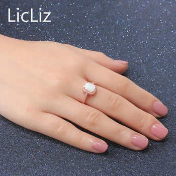 LicLiz Argint 925 Mare Opal Inele Pentru Femei cu Degetul Bijuterii Micro Pave Cubic Zirconia de Logodna Inel de Nunta Trupa LR0505