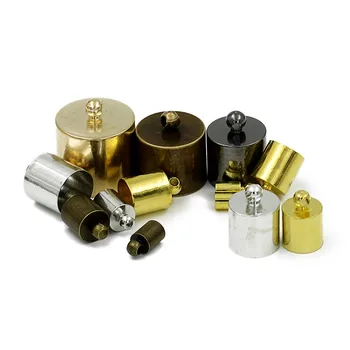 LINSOIR 50pcs Cupru Metal Capace se Potrivesc 6 7 8 9 10 11 12 13 15 mm Rotund din Piele de Cablu End Cleme de Conectori pentru a Face Bijuterii