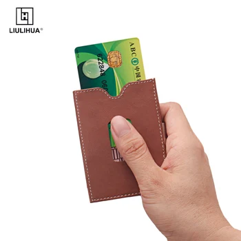 LLH Genuine portofel Piele Barbati Slim Cazul in care Cardul de Credit Super-Subțire de Moda Carte de Titularul portofel compact