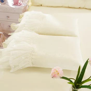 Lumina alb Jacquard de Mătase Printesa de pat set 4buc mătase, Dantelă, Volane carpetă acopere, o cuvertură cuvertură de pat king queen-size