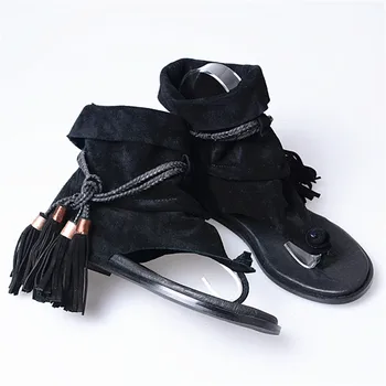 Mabaiwan De Vară De Moda Ciucuri Femei Gladiator Sandale Flip Flops Coarda Franjuri Plat Pantofi Femei Casual Pantofi De Plaja Si Femeie Apartamente