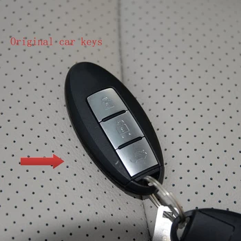 Mașină de sus strat de Piele masina cu telecomanda breloc cheie acoperi Caz pentru Nissan Tidda Livida X-Trail T31 T32 3 butoane cheie de mașină caz