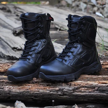 Mens Militar Army Boot Din Piele Vintage Lace Up Impermeabil Siguranță Pantofi Negru Deșert Luptă Tactice Glezna Cizme Barbati