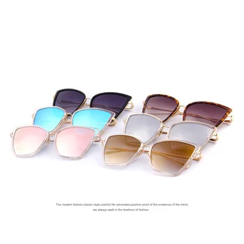 MERRY Moda ochelari de Soare pentru Femei Cat Oglindă Ochelari de Metal Ochi de Pisica ochelari de Soare pentru Femei Brand Designer de Înaltă Calitate Pătrat S'8222