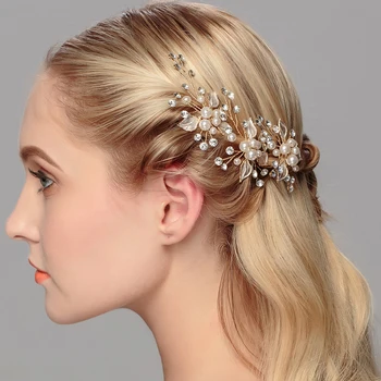 Miallo 6pcs/lot de Moda frunze de ace de Păr pentru Femei de Fildeș, Perle si Stras Stick de Păr Bijuterii Accesorii Stilist Alegerea
