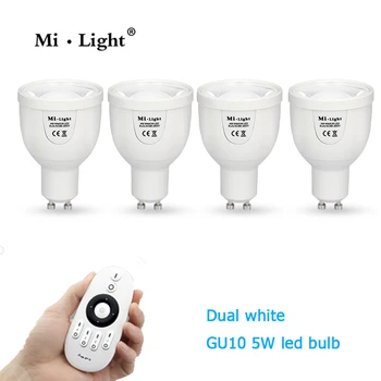 Milight WIFI 5W GU10 lumina reflectoarelor CT dural alb CCT estompat wireless 2.4 G lampa led 110V 220V 5W Bec cu LED de control de la distanță