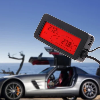 Mini Car Digital Display LCD Interioară în aer liber Termometru 12V Vehicule 1,5 m Cablu Senzor
