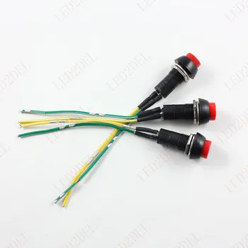 Mini Roșu Rotund Buton de Auto-blocare Panou Putere Pe Off Switch cu Cablu Pentru Masina Auto (10buc)