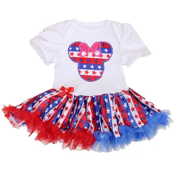 Minnie 4 iulie Costum Salopetă pentru Copii Rochii de Partid Fete de Vara Salopete Lace Romper Copil Nou-născut Fete Haine de Îmbrăcăminte pentru Sugari