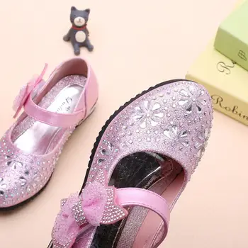 Moda copii Fete Pantofi Stras Sclipici Pantofi din Piele Pentru Fete de Primăvară Copii Printesa Pantofi Roz Argintiu Auriu