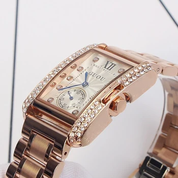 Moda GUOU Femei Ceasuri de Lux Doamnelor Ceas de Ceas cu Diamante de Aur a Crescut Brățară de Femei Ceasuri Ceas relogio feminino saat